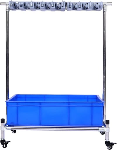 Bezem en dweil rek - Gereedschapswagen - Opruimen en organiseren - Verrijdbaar en stevig - Tot 20 kg draagkracht - Zilver