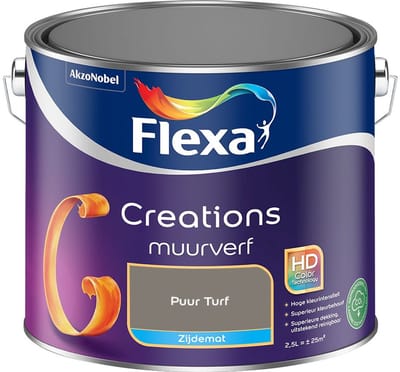 Flexa - Creations Muurverf Zijdemat - Puur Turf - Mengverf - 2,5 L