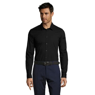 SOLS Heren Blake Stretch Shirt Met Lange Mouwen (Zwart)