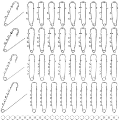 Dailygoods- Veiligheidsspelden 40 Stuks - Stabiele Spelden - Metalen Broches - Pin met Oogringen - DIY Handwerk - Afmetingen 16x49mm/18x75mm
