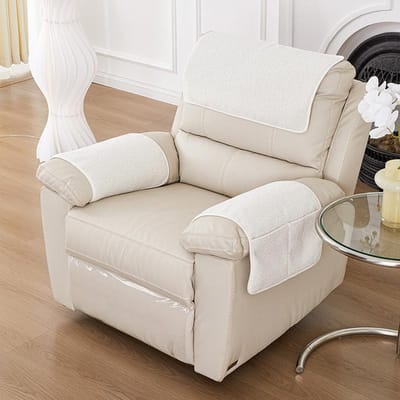 3 Pièces Housse d'Accoudoir de Canapé en Polaire Extensible avec Poches Serviette Appui-Tête de Canapé Velours Antidérapant Protection d'Accoudoir de Canapé Chaise
