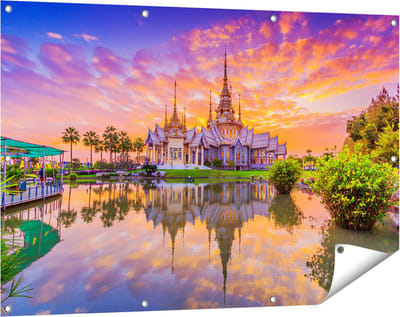 Gards Tuinposter Wat Non Kum Tempel in Thailand - 120x80 cm - Tuindoek - Tuindecoratie - Wanddecoratie buiten - Tuinschilderij