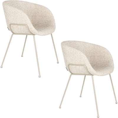 Zuiver Feston Eetkamerstoelen Armleuning Beige - Set van 2