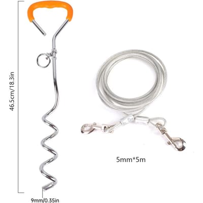 Piquet d'Attache pour Chiot, Piquet Fixe pour Laisse d'Animal de Compagnie en Extérieur, Jardin, Camping argenté
