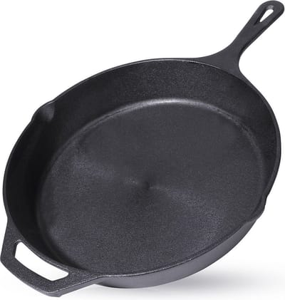 Koekenpan Gietijzeren LITINA 30 cm - Multifunctionele Pan voor Vlees - Groenten