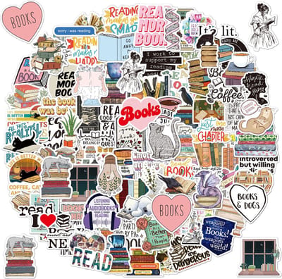 100 Boeken Stickers voor Boekenliefhebbers - Boekenstickers voor Laptop, Mobieltje, Muur, Agenda etc. - Leuk voor boekenwurmen en docenten