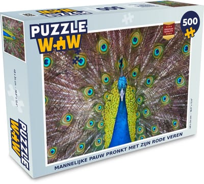 Puzzel Pauw - Veren - Ogen - Legpuzzel - Puzzel 500 stukjes