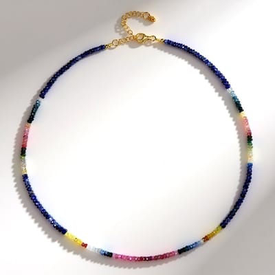 Cavill - Verstelbare Zilveren Halsketting - 925 Sterling Zilver Verguld - 0 291 ct Natuurlijke Saffier - Elegante Fancy Edelstenen