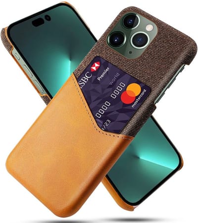 Geschikt voor Apple iPhone 15 Pro Max Hoesje met Kaarthouder Back Cover - Oranje