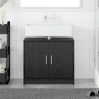 vidaXL - Badkamerkast - Zwart - Eiken - 63 - x - 29 - x - 55 - cm - Bewerkt - hout