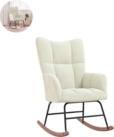 Fauteuil - Relaxzetel - Relaxstoel - Relaxfauteuil - Stoel - Met armleuning - Voor één Persoon - Crèmewit