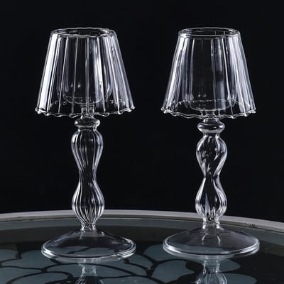 (Bande verticale) Lampe de Table en Verre Transparent en Forme de Bougeoir, Ornement Créatif pour Mariage et Décoration de Maison gray