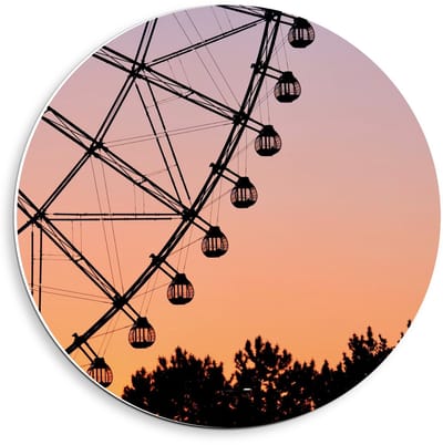KuijsFotoprint - Schilderij - Reuzenrad Met Mooie Lucht Achtergrond - Zwart En Roze - 40 X 40 Cm