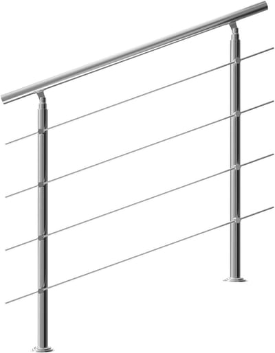 RVS Leuning - Trapleuning Reling - Veilig Traplopen - Vier Dwarsbalken - 160 cm