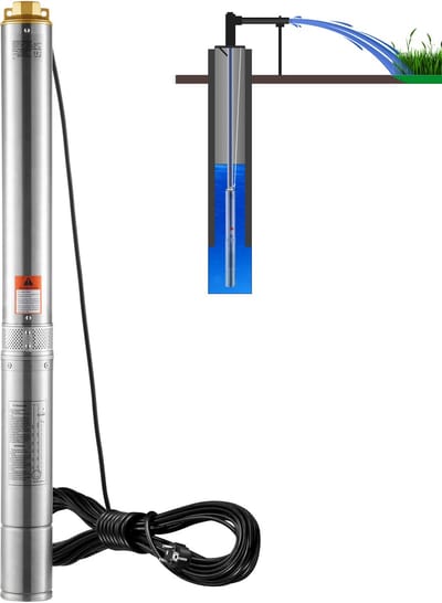 Dompelpomp voor Diepe Putten - Gemaakt van Roestvrij Staal 2200 W, Debiet 9,8 M³/U, Opvoerhoogte 144 M,Krachtig voor Watertoevoer Uit Diepe Putten