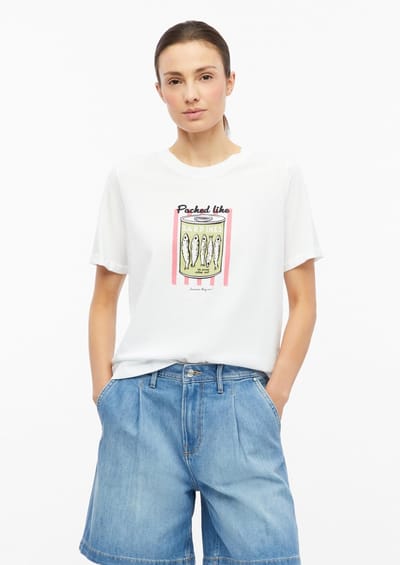 Dons T-shirt van zachte katoen met print op de voorkant casual pasvorm dames s.Oliver