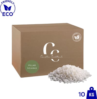Candle Cocktail® Kwalitatieve Stevige 100% Ecologische Pillar Sojawas | 10 KG | Voor Vrijstaande Kaarsen | Gietwas | Smeltpunt 50°C | Kaarsen Gieten | Vegan | Mallen Kaarsen | Soy wax | Soyawas | Kaarsenwas