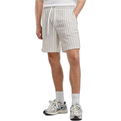 Urban Classics - Striped Crinkle Resort Korte broek - S - Gebroken wit/Zwart
