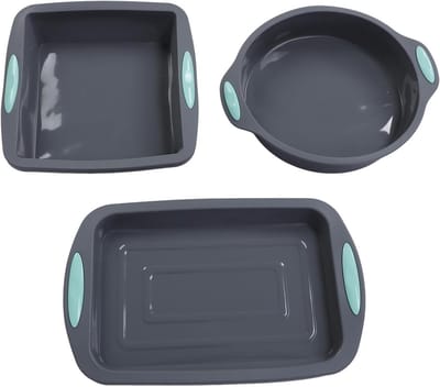 Set van 3 Siliconen Cakevormen - Antiaanbak Bakvormen voor Taarten en Brood - Hittebestendig Bakgerei voor de Keuken
