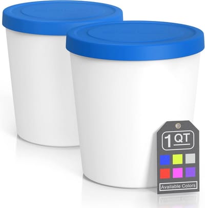 IJs Containers - Vriesbakken Bakken - Zelf IJs Maken - Stapelbaar Vaatwasser Veilig - 2x 1 Liter - Blauw