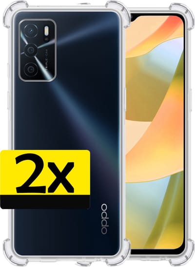 Hoesje - 2 Stuks - Geschikt voor OPPO A16s - Sterk & Shockproof - Siliconen Case - Back Cover - Telefoon Hoes Shock Proof - Telefoonhoesjes - Transparant