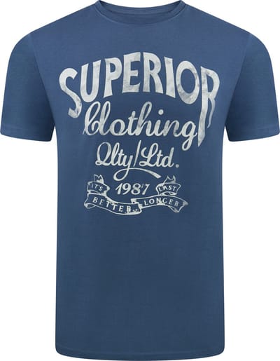 riverso Heren T-Shirt RIVLeon regular fit Blauw S Ronde Hals Volwassenen - gemaakt van 100% katoen