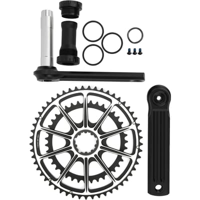 Pédalier de Vélo VTT Creux Intégré Double Plateaux 53‑39T Alliage d'Aluminium Manivelle de Vélo black
