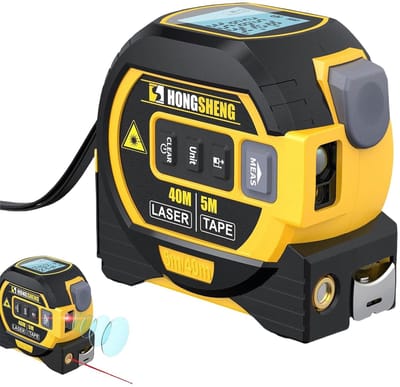 Cuhostki 3-in-1 lasermeetlint - met lasermeetinstrument - kruislijnlaser voor accurate - metingen in oranje