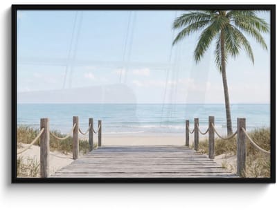 Poster in lijst - Fotolijst 120x80 cm - Posters - Palmbomen - Pad - Horizon - Posterlijst zwart - Decoratie - Wanddecoratie woonkamer - Muurdecoratie slaapkamer
