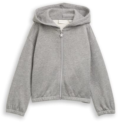 Tom Tailor - Cropped hoodie Sweatjack met glitterlook - Maat 92/98 - grey melange with glitter