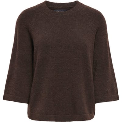 Only bruine dames trui   Ronde hals   Regular fit   Gemeleerd patroon   3/4 mouw Bruin XL