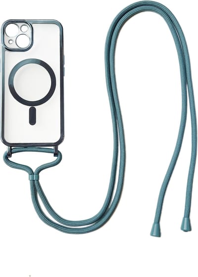 Casemania Hoesje Geschikt voor Apple iPhone 12 Pro - Blauw - Siliconen Back Cover met Koord - Geschikt voor MagSafe - Telefoonhoesje met Koord - Crossbody Lanyard Cord Case