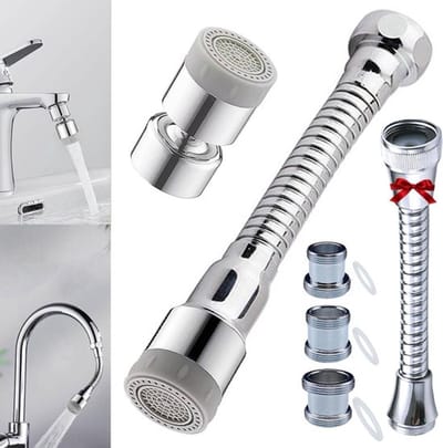 Dailygoods - Tap Spray Head - Kraanverlenging - 360° Draaibaar - Keuken Accessoire - Kraan Sproeier - Met 3 Adapters - Geschikt voor M22 tot M24/M20/M18