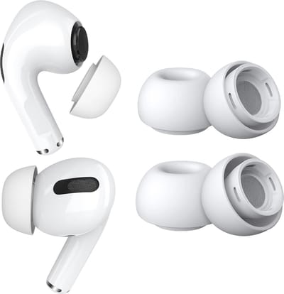 MMOBIEL 2 Paar Vervangende Oordopjes Tips Geschikt voor AirPods Pro Gen 1 & 2 - Antislip Siliconen Oordopjes met Ruisonderdrukkingsgat, Draagbare Opbergdoos en Passen in Oplaadcase – 1x M, 1x L – Wit