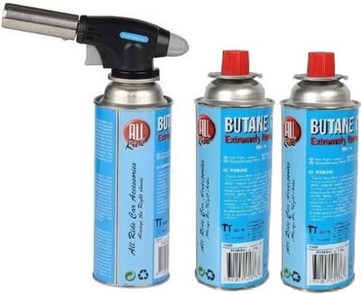 Gasbrander met 3x butaangas fles - creme brulee brander / bbq aansteker
