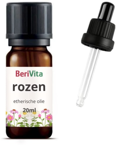 Rozenolie 20ml Pipetfles - Pure Etherische Rozen Olie van Damascus Rozenblaadjes - Rose Oil, Rosa damascena