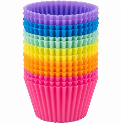 Siliconen Cupcake Vormpjes - 12 stuks - Muffin Vormpjes - Verschillende Kleuren - IXEN