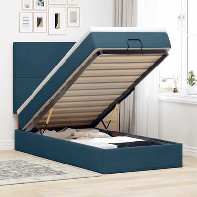 vidaXL - Ottoman - bed - met - matrassen - 90x190cm - fluweel - donkerblauw