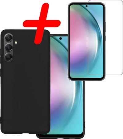 Hoesje Met Screenprotector - Geschikt voor Samsung Galaxy A54 - Sterk & Shockproof - Back Cover - Siliconen Case - Telefoon Hoes - Zwart