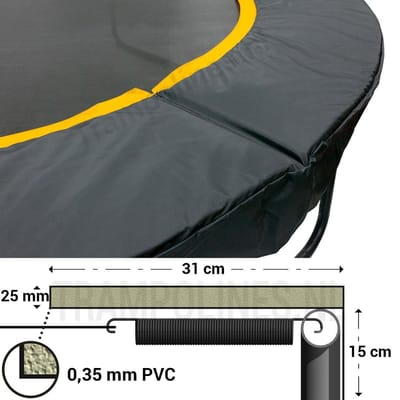 Magic Jump Trampoline Beschermrand 180 - 183 cm Zwart - Ronde trampoline rand - Extra breed randkussen