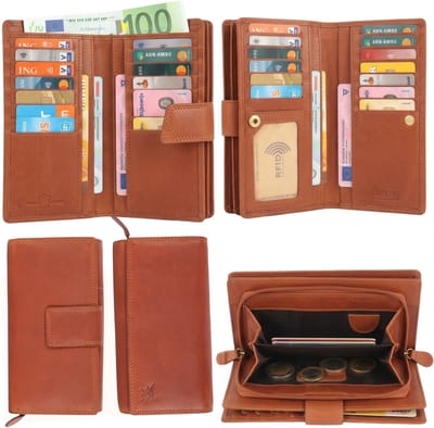 DE LAMASSU® (Alina) Leren Dames Portemonnee – Echt Leer – 22 Pasjes – RFID-bescherming – Elegant & Ruim – Luxe Geschenkverpakking