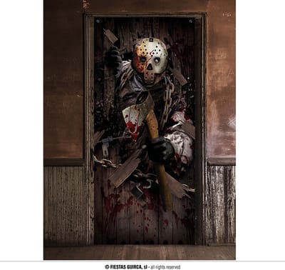 Fiestas Guirca - Deur decoratie Murderer ( 80 x 180 cm) - Halloween - Halloween Decoratie - Halloween Versiering