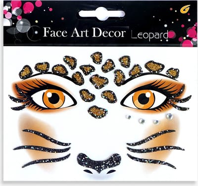 LOUD AND CLEAR® - Face - Glitters - Tattoo - Gezicht - Sticker - Plak - Luipaard - Panter