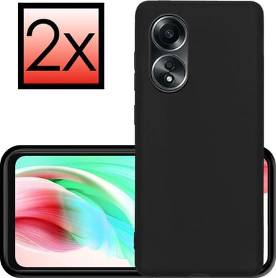 Hoesje - 2 Stuks - Geschikt voor OPPO A58 - Sterk & Shockproof - Case Siliconen - Back Cover - Telefoon Hoes - Zwart