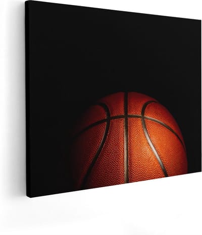 Artaza Canvas Schilderij Basketbal - 50x40 cm - Wanddecoratie Mancave - Muurdecoratie Kantoor - Schilderijen Op Canvas