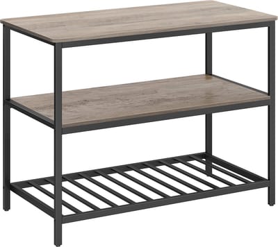 KeukenKAST - Keukeneiland met groot werkblad,keukenrek 3 niveaus 60 x 120 x 90 cm industrieel - greige en zwart