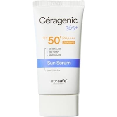 ATOSAFE Ceragenic 365+ Kalmerend Zonneserum SPF50+ PA++++ 50ml – Hybride UV-zonnebrandcrème met Ceramide & Niacinamide 50ml white