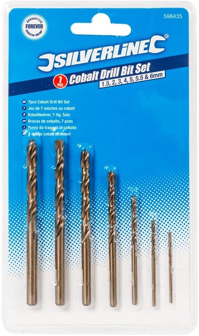 Silverline Kobalt boren set - HSS precisie - 7-delig - Ø 1,5 t/m 6 mm - Barnsteen afwerking