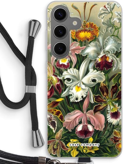 Case Company® - Hoesje met koord geschikt voor Samsung Galaxy S24 hoesje met Koord - Haeckel Orchidae - Telefoonhoesje met Zwart Koord - Bescherming aan alle Kanten en Over de Schermrand