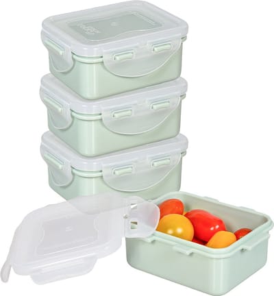 Lock&Lock (mini) Vershoudbakjes set met deksel - Snackdoosjes - Snackbox - Babyvoeding Bewaarbakjes - Diepvriesbakjes - Kinderen en Volwassenen - Luchtdicht - Lekvrij - BPA vrij - PFAS vrij - 180 ml - Mint Groen - Set van 4 stuks - LocknLock